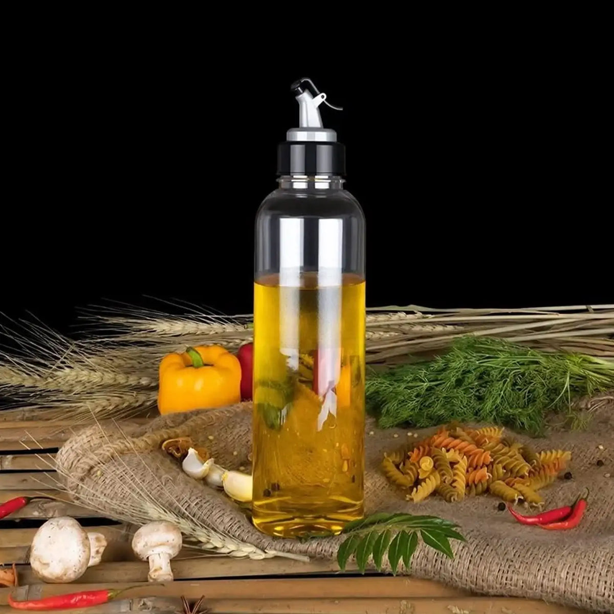 1ltr Oil Dispenserwith Lid - Clear Drip Free Spout Controlled Use HP DD