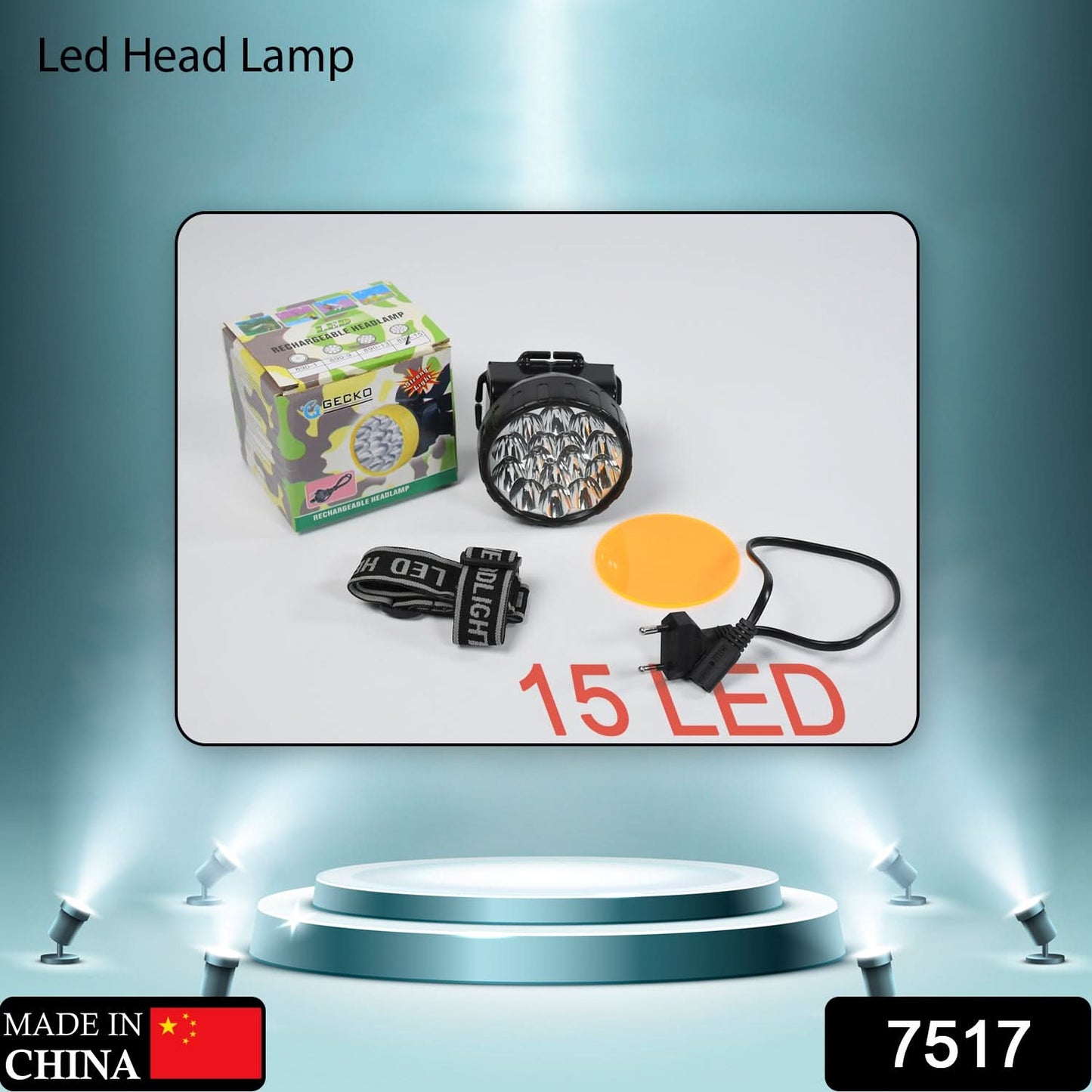Head Lamp 15 Led Long Range Rechargeable Headlamp Adjustment Lamp Use For Farmers Fishing Camping Hiking Trekking Cycling