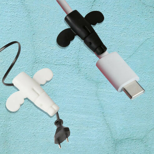 2-in-1 Silicone Data Cable Protector & Cord Saver – Angel Design, Pack of 10 ABHI Mobiles