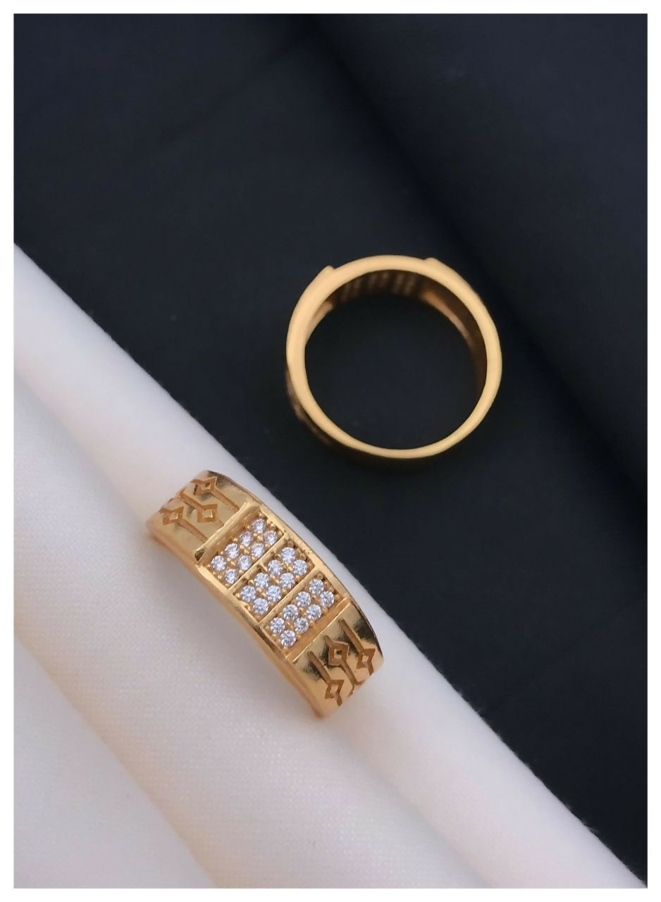Gold-Plated Brass Agate Stone Ring for Men Ethnic Casual Wear MAITRY ENTERPRISE