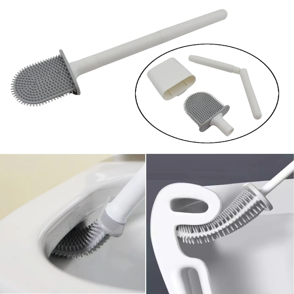 Portable Silicone Toilet Brush With Holder Flex Toilet Brush - Pack Of 1 HP DD