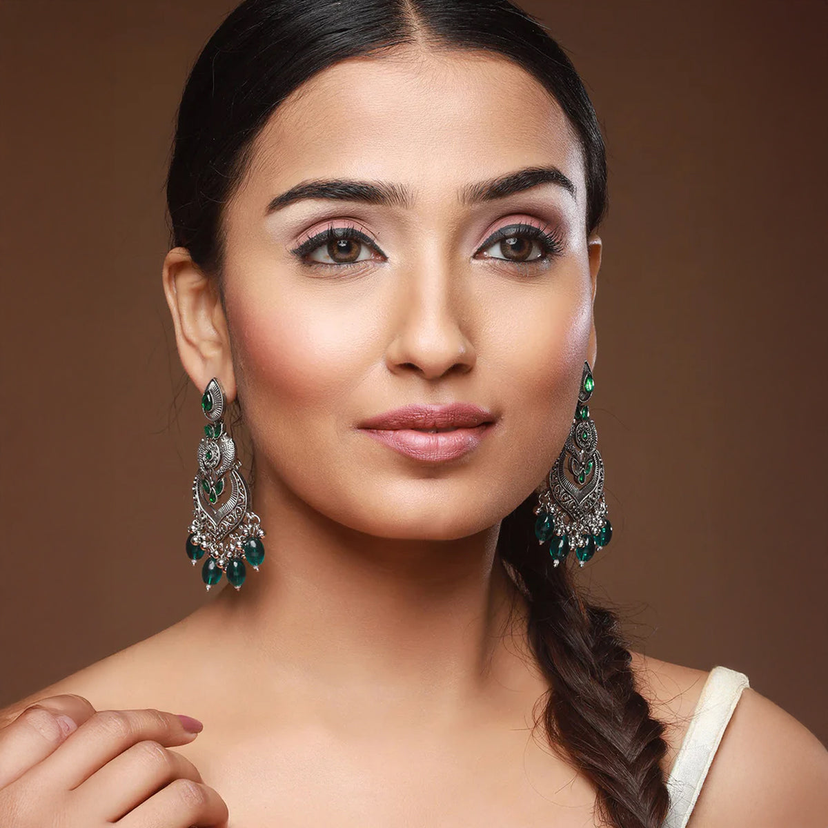 Oxidized Silver Plated Chandbali Earrings with Multicolor Beads ‚Äì Traditional Ethnic Statement Jewellery