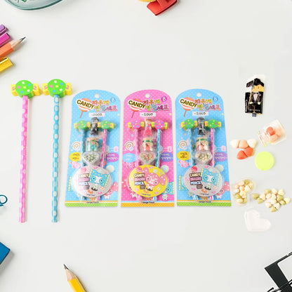Fun Candy Design Pencil Set With Accessories (1 Set  Mix Design)