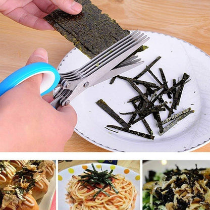 5-Blade Multipurpose Herb Scissors for Stainless Steel Kitchen Cutter for Fast Vegetable,