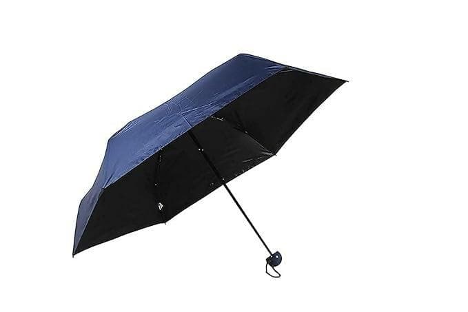 Ultra Lightweight Easy to Carry Coated 4-Fold Travel Mini Foldable Capsule Umbrella (Dark Blue) - HalfPe