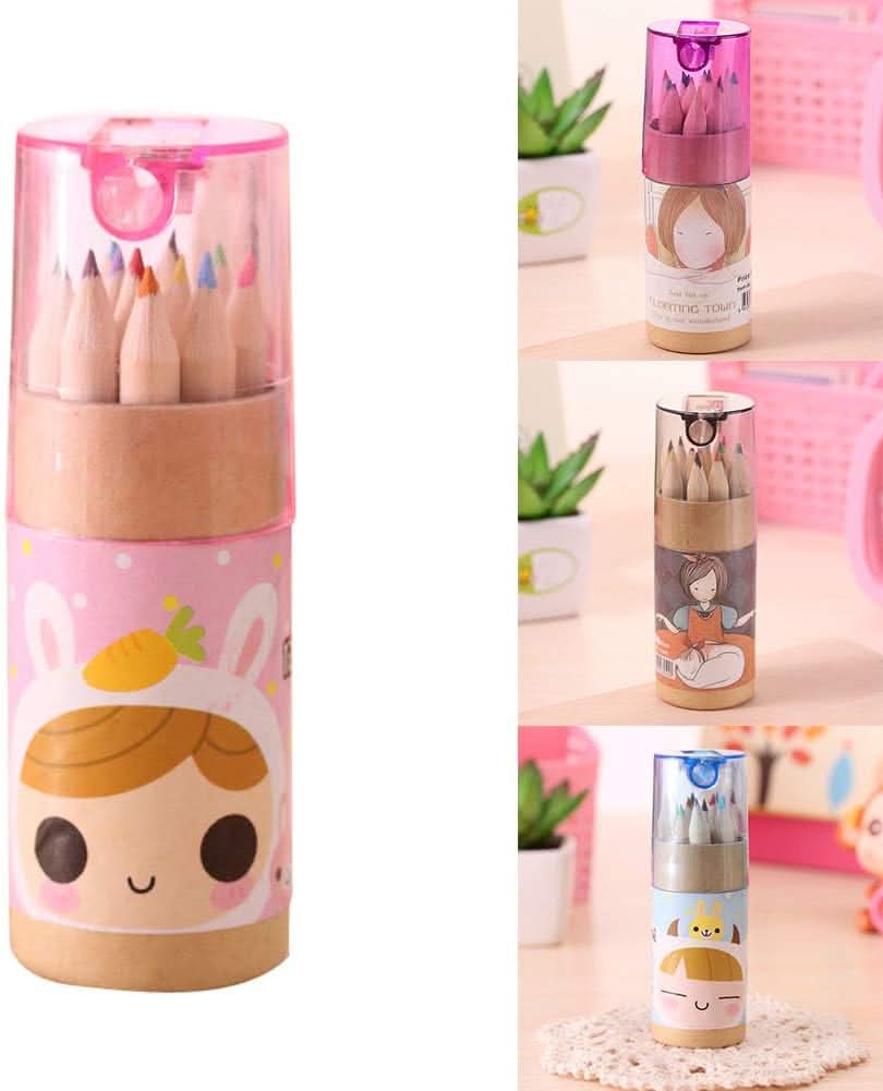 12 Colouring Pencils Kids Set Pencils Sharpener Mini Drawing Colored Pencils With Sharpener Kawaii Manual Pencil Cutter Coloring Pencil Accessory School Supplies For Kid Artists Writing Sketching HP DD