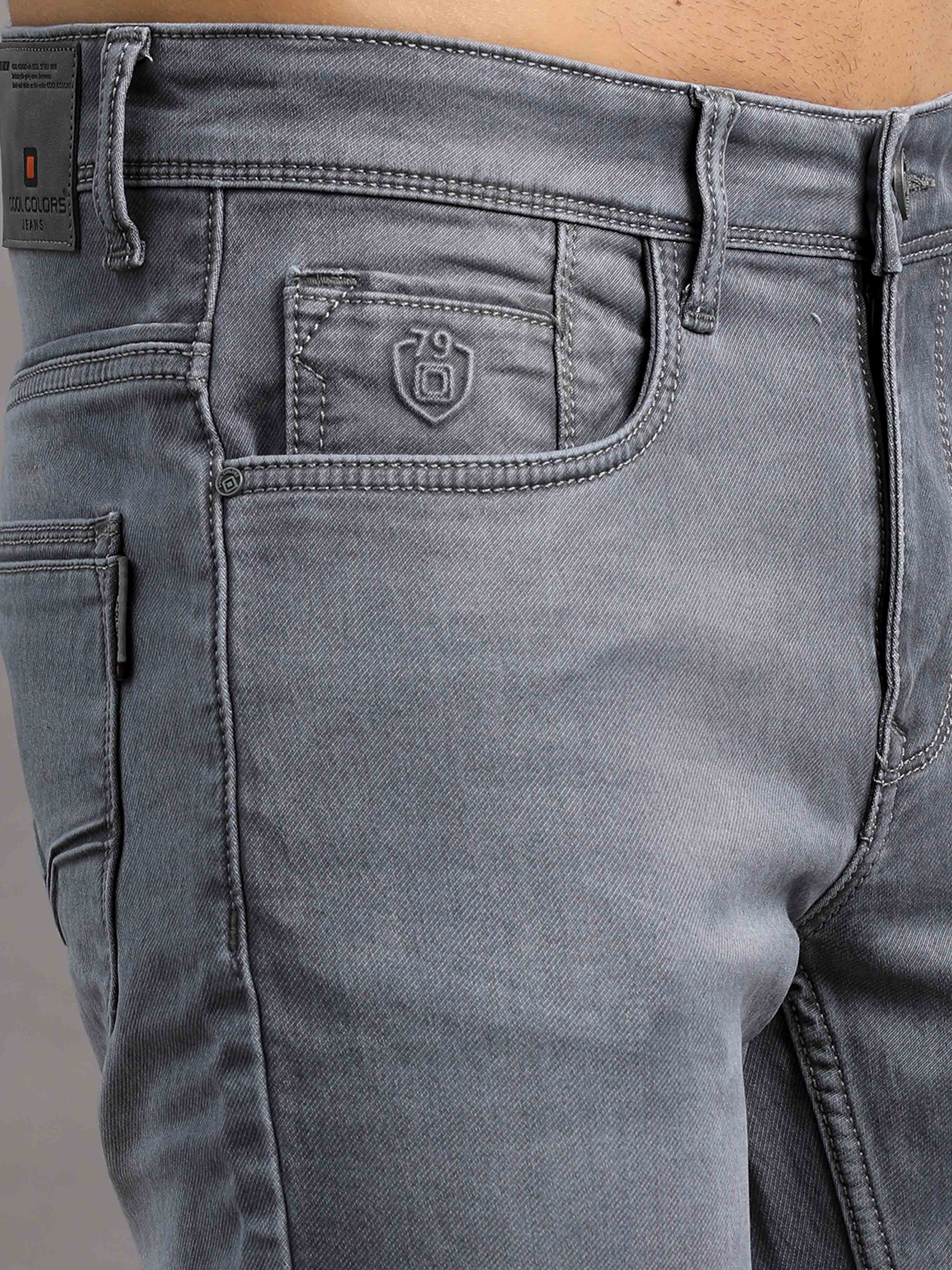 Men's Grey Relaxed Denim Ankle fit Jeans