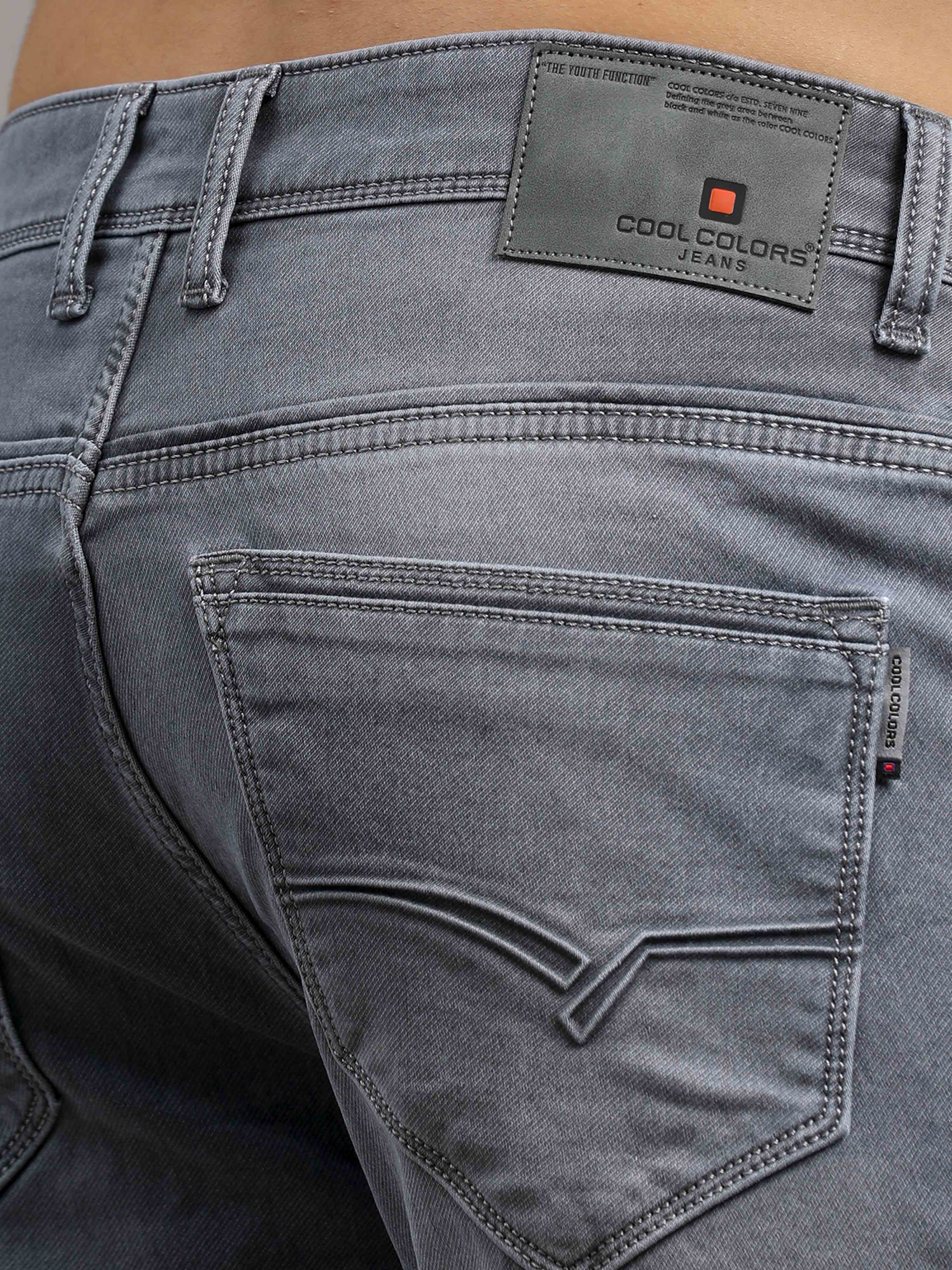Men's Grey Relaxed Denim Ankle fit Jeans