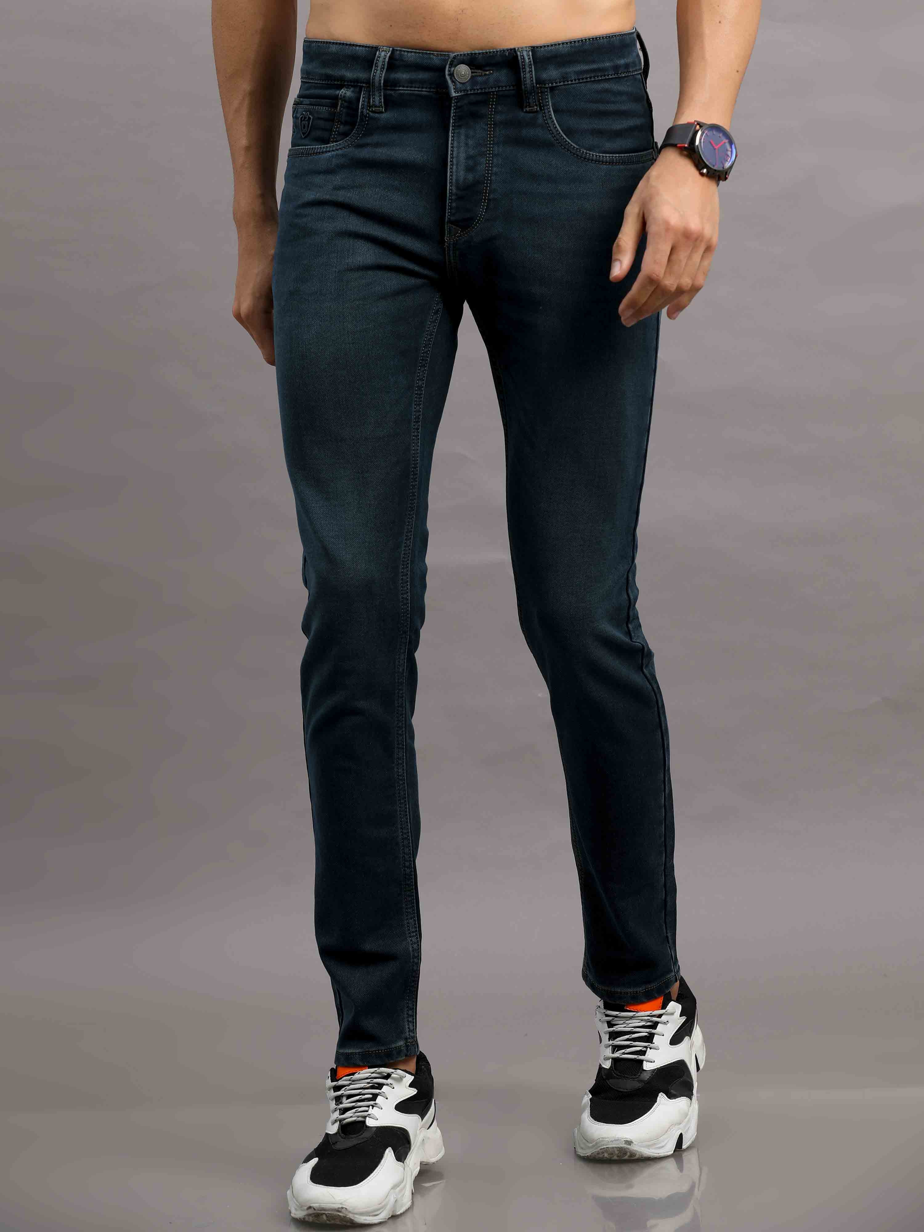 Men's Black Relaxed Denim Ankle fit Jeans