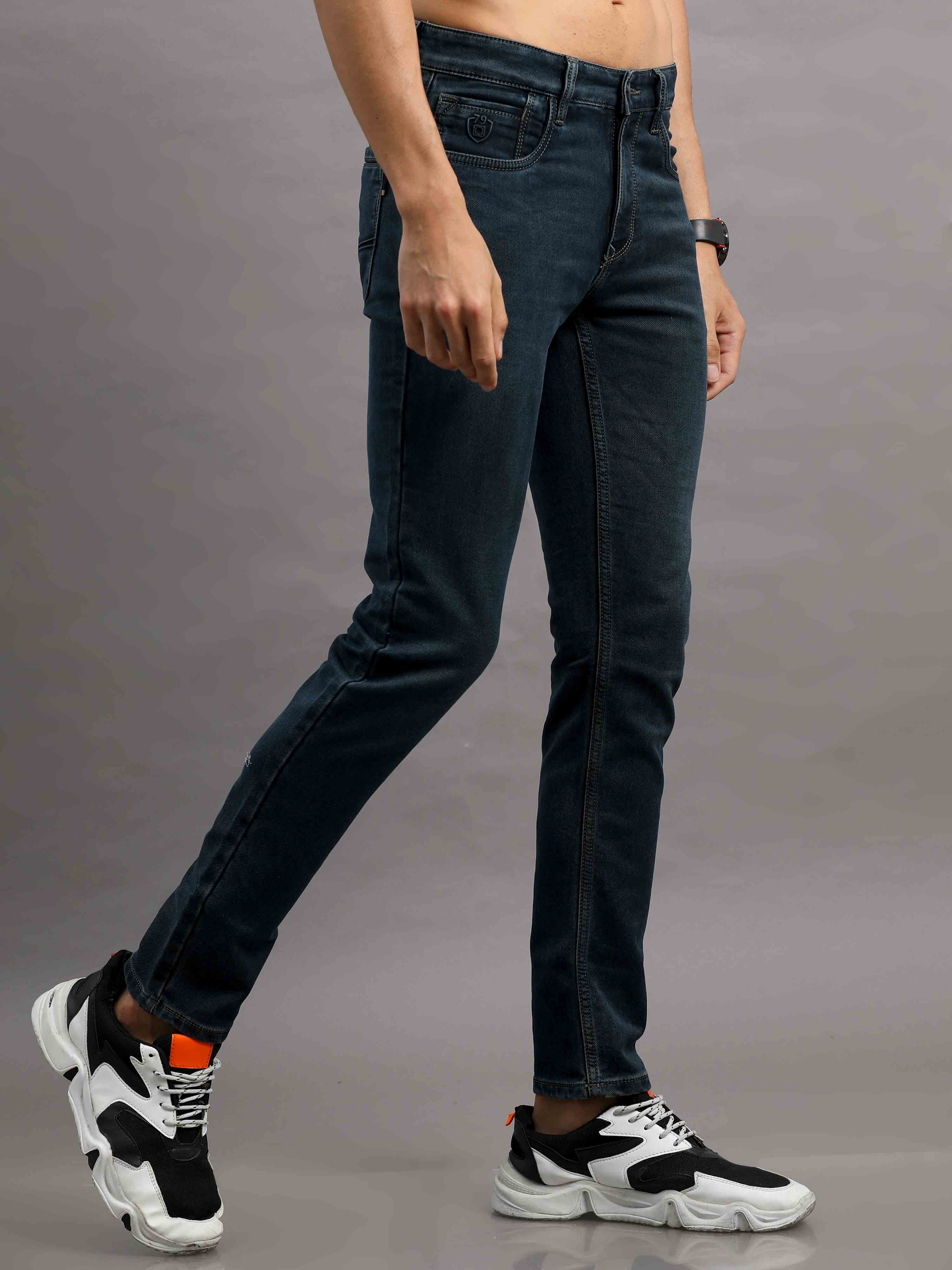 Men's Black Relaxed Denim Ankle fit Jeans