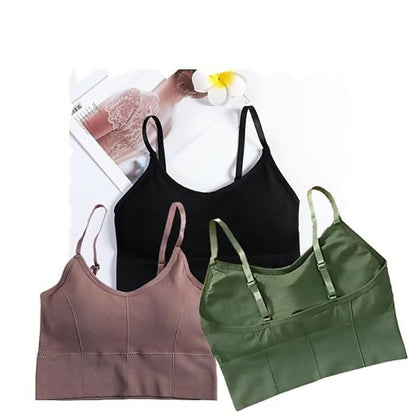 Women’s Seamless Sports Bralette – Pack of 3(Multicolor)