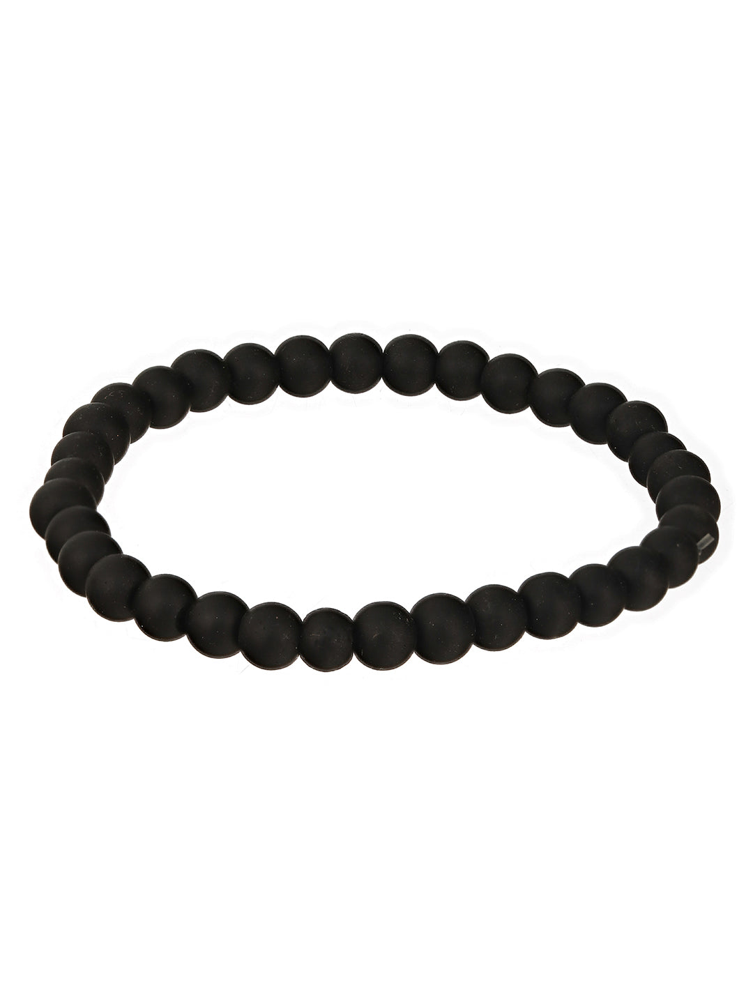 Men 3 Silver-Toned & Black Silver-Plated Bracelet
