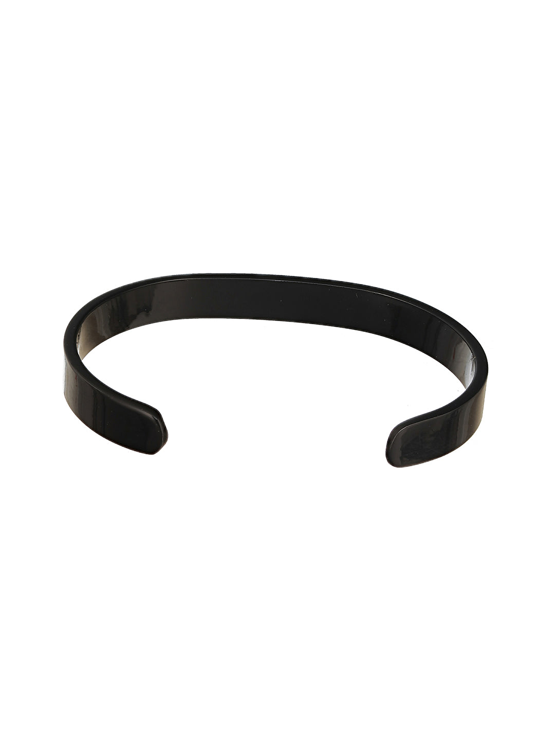 Jazz And Sizzle Men Black-Toned Stainless Steel Cuff Bracelet