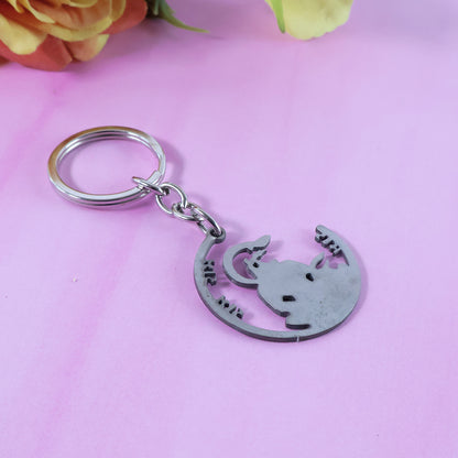 Devotional Jai Shri Ram Metal Keychain Crescent Silhouette Tag with Lord Hanuman Motif- (1 Pc)