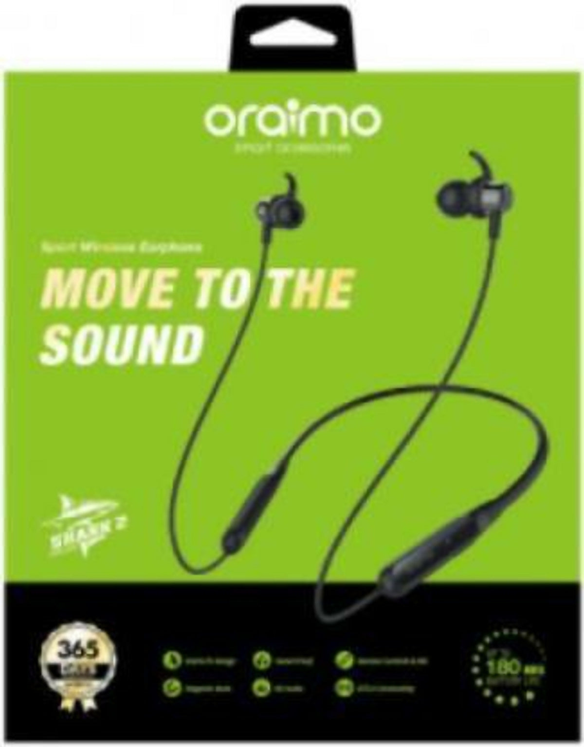 Oraimo OEB-E59D Shark 2 Wireless In-Ear Bluetooth Neckband Headset | Black