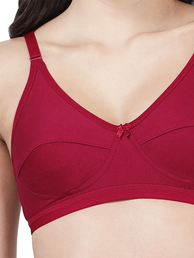 Susie 3/4th Coverage Non Padded Red Dahlia Wirefree Adjustable, Non Detachable Seamed Everyday Bra