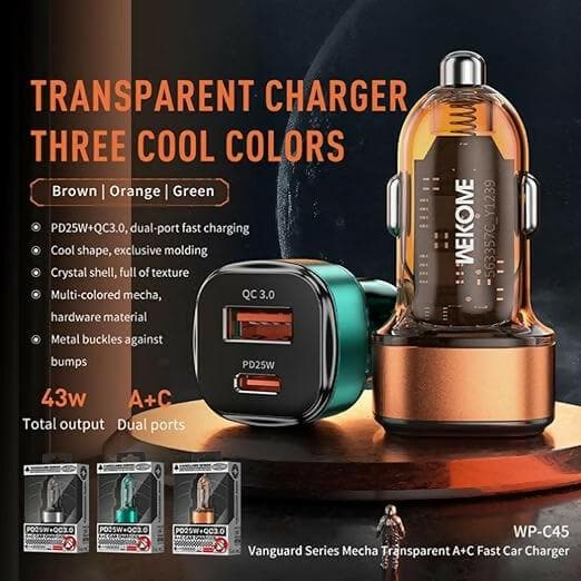 Wk-WP-C45 PD Car Charger(Black) - HalfPe