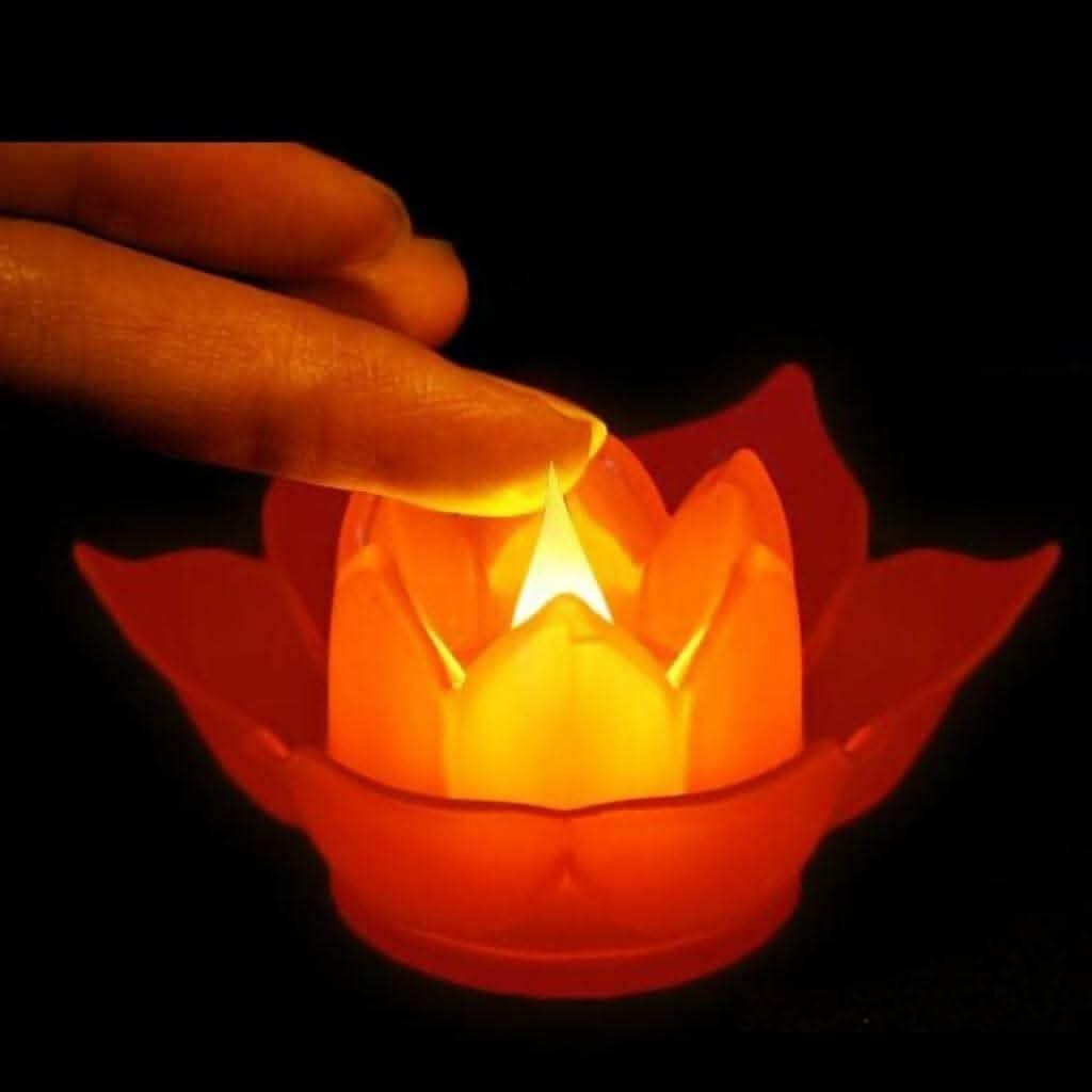 Lotus Flower Shape Light LED Candles Diya for Home Decoration (Pink) - HalfPe