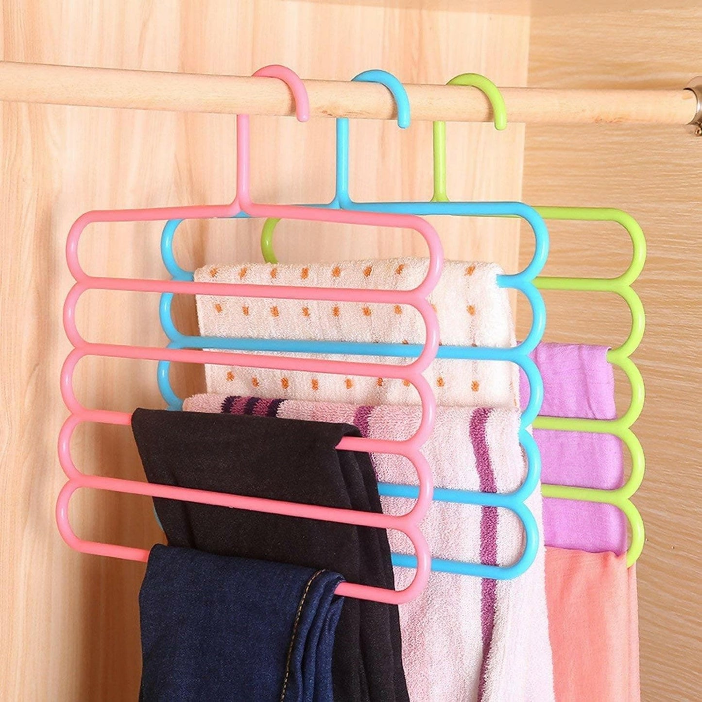 5 in 1 Multipurpose Plastic Hanger, Assorted 5 Layer - HalfPe