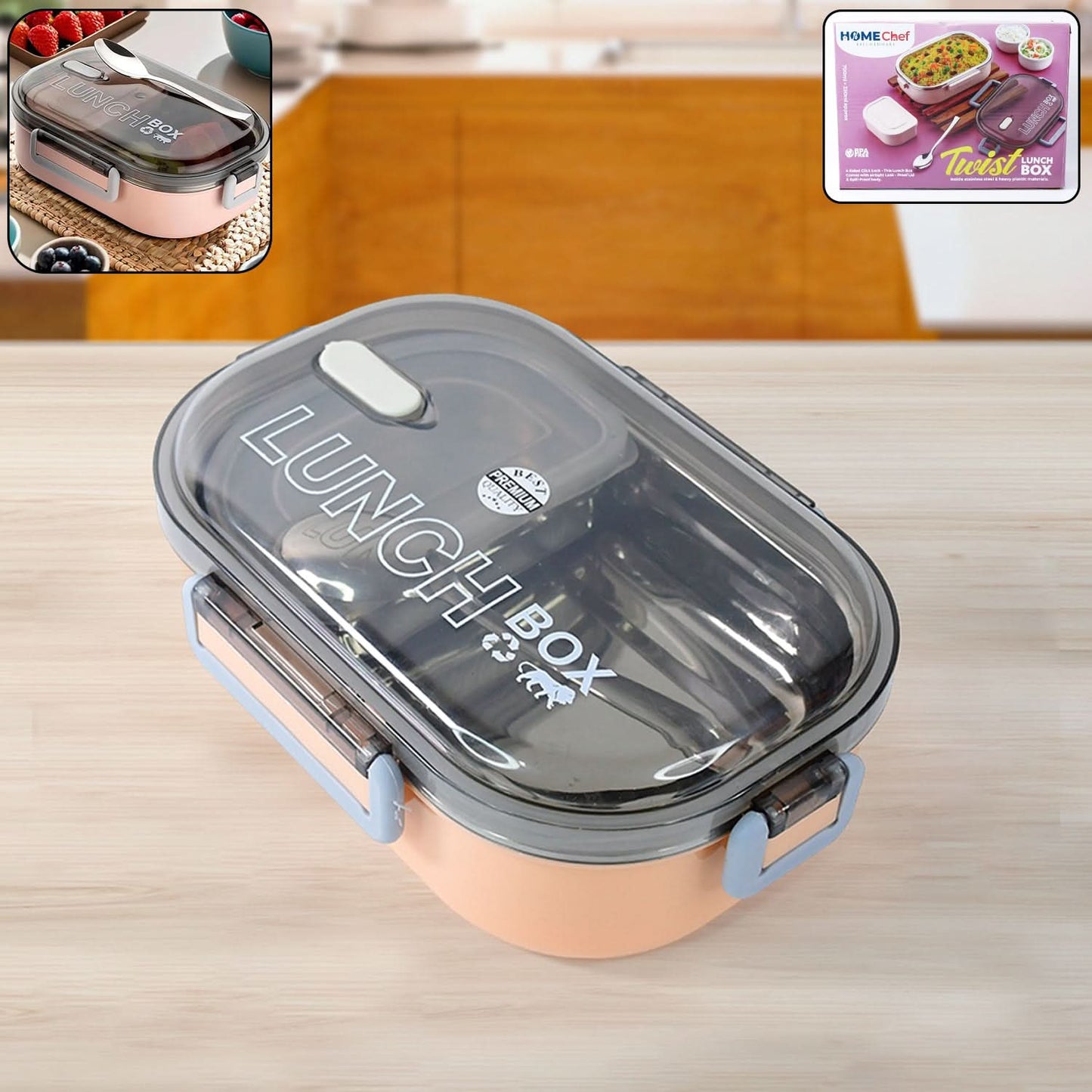 Home Chef Premium Leak-Proof Stainless Steel Lunch Box