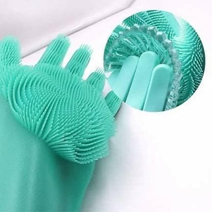 OXSAM Silicone Hand Gloves For Dish Washing Bathroom Cleaning And Kitchen Pack of 1 (LightGreen) - HalfPe