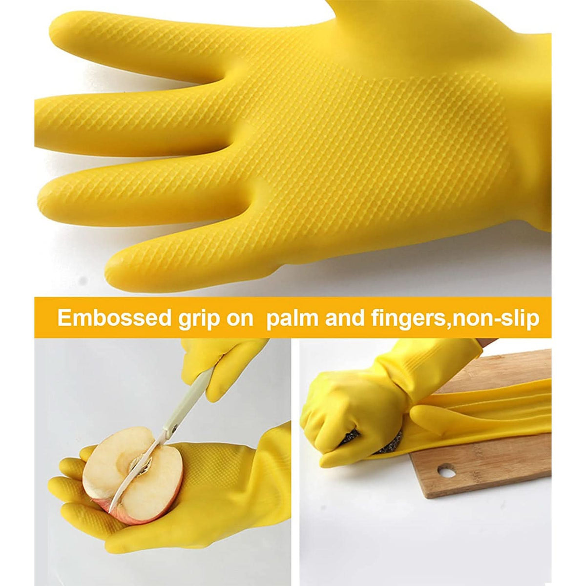 2 Pairs Medium Yellow Rubber Gloves – Multipurpose HP DD
