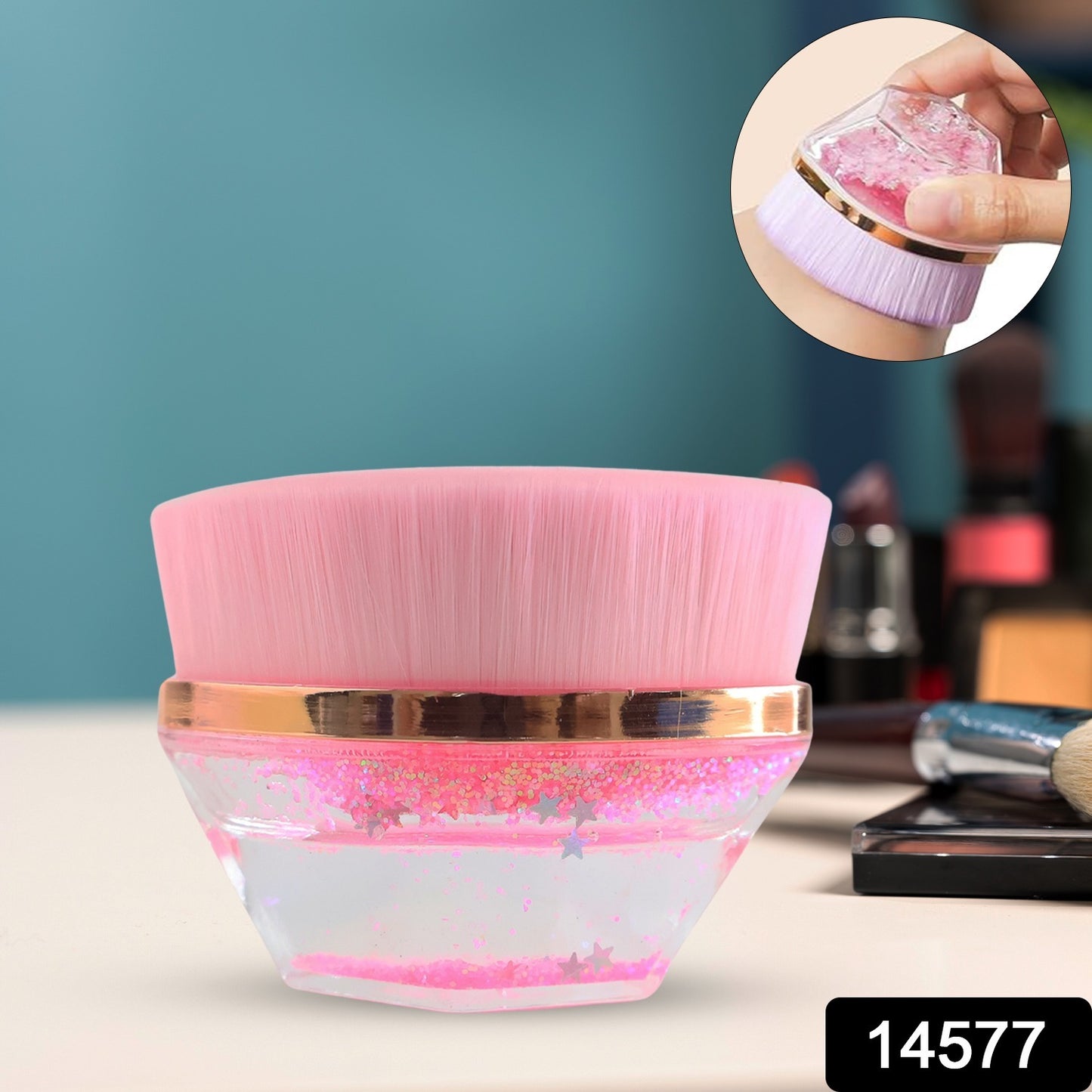 Glitter Cosmetic Brush with Starry Gel Base – Perfect for Makeup and Skincare Application(1 Pc)