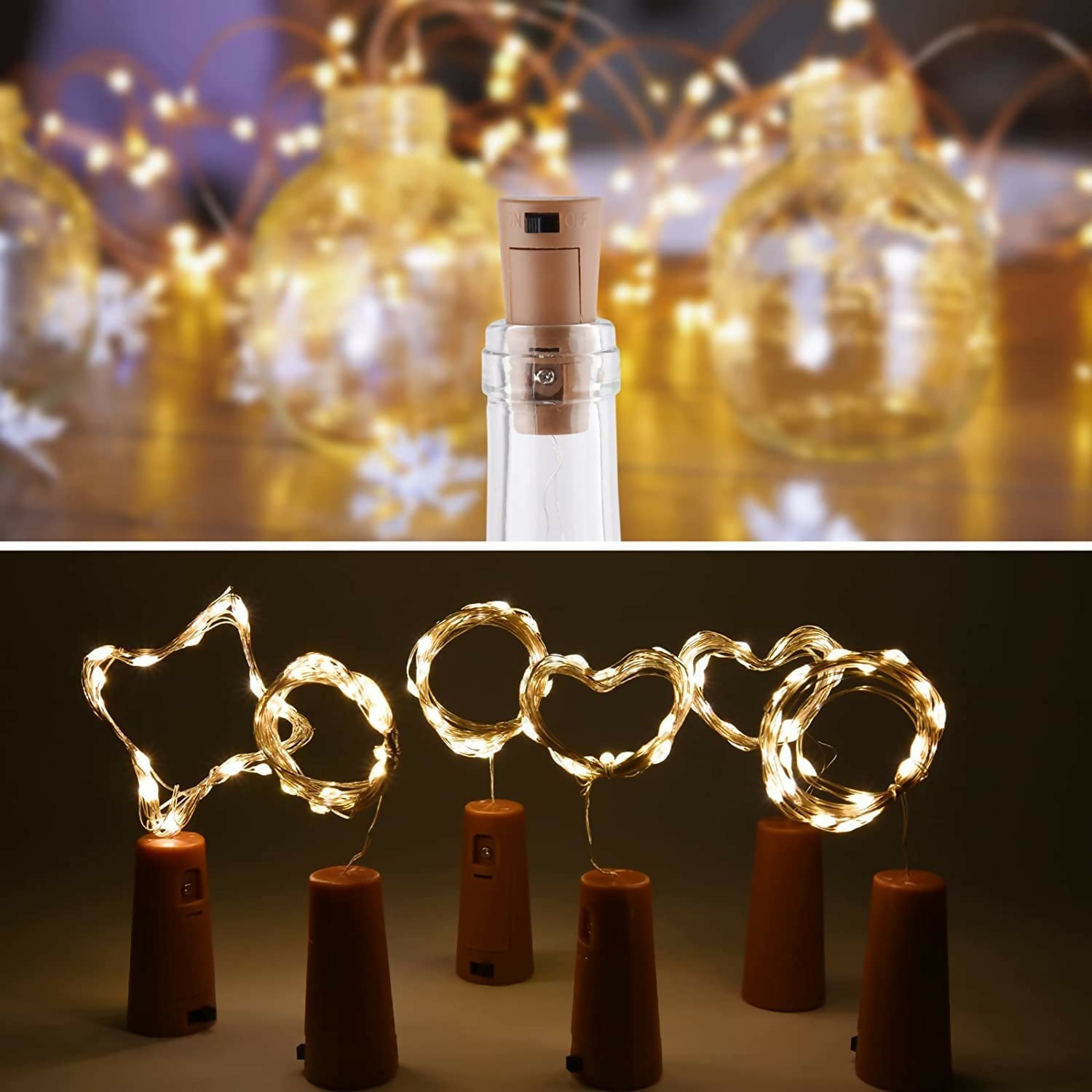 1 piece Cork  String Light, 2M Battery Operated for Diwali, Christmas, Valintine, Decoration ( Pack of 1)