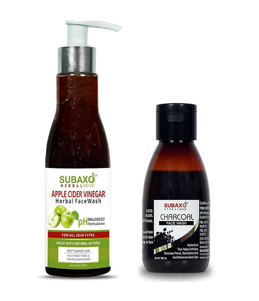 SUBAXO Apple Cider Vinegar Face Wash(200 ml) & Charcoal Face Wash(100 ml) Combo - HalfPe