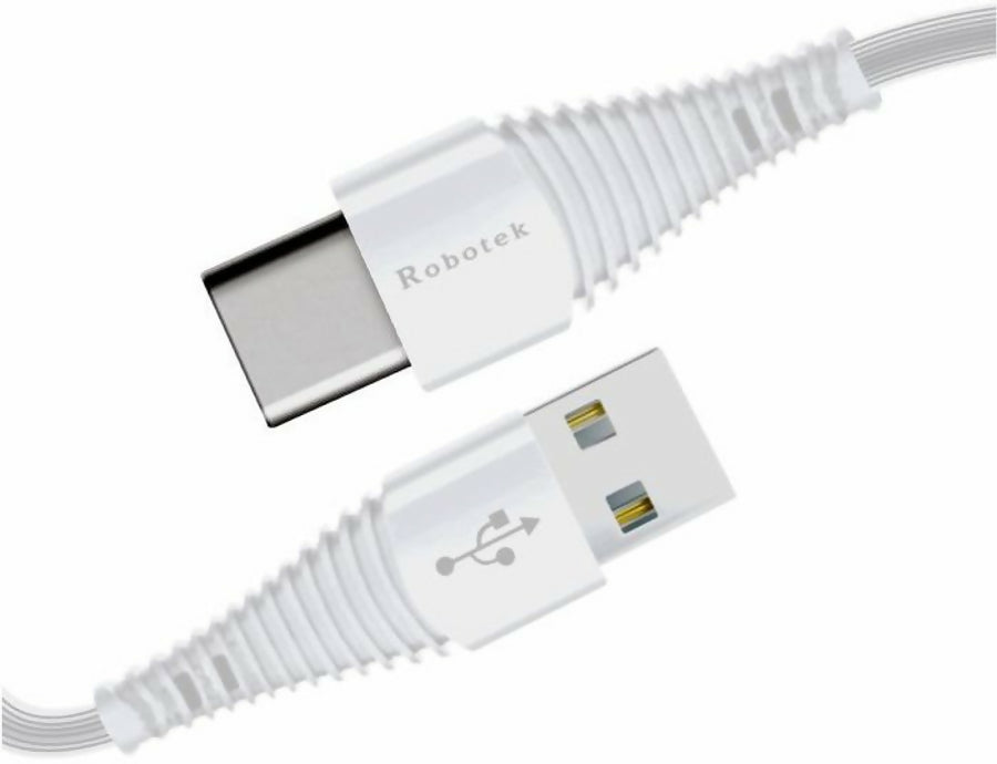 Robotek USB Type C Cable 1 m DC 106 Type-C (Compatible with Mobile, White, NA)