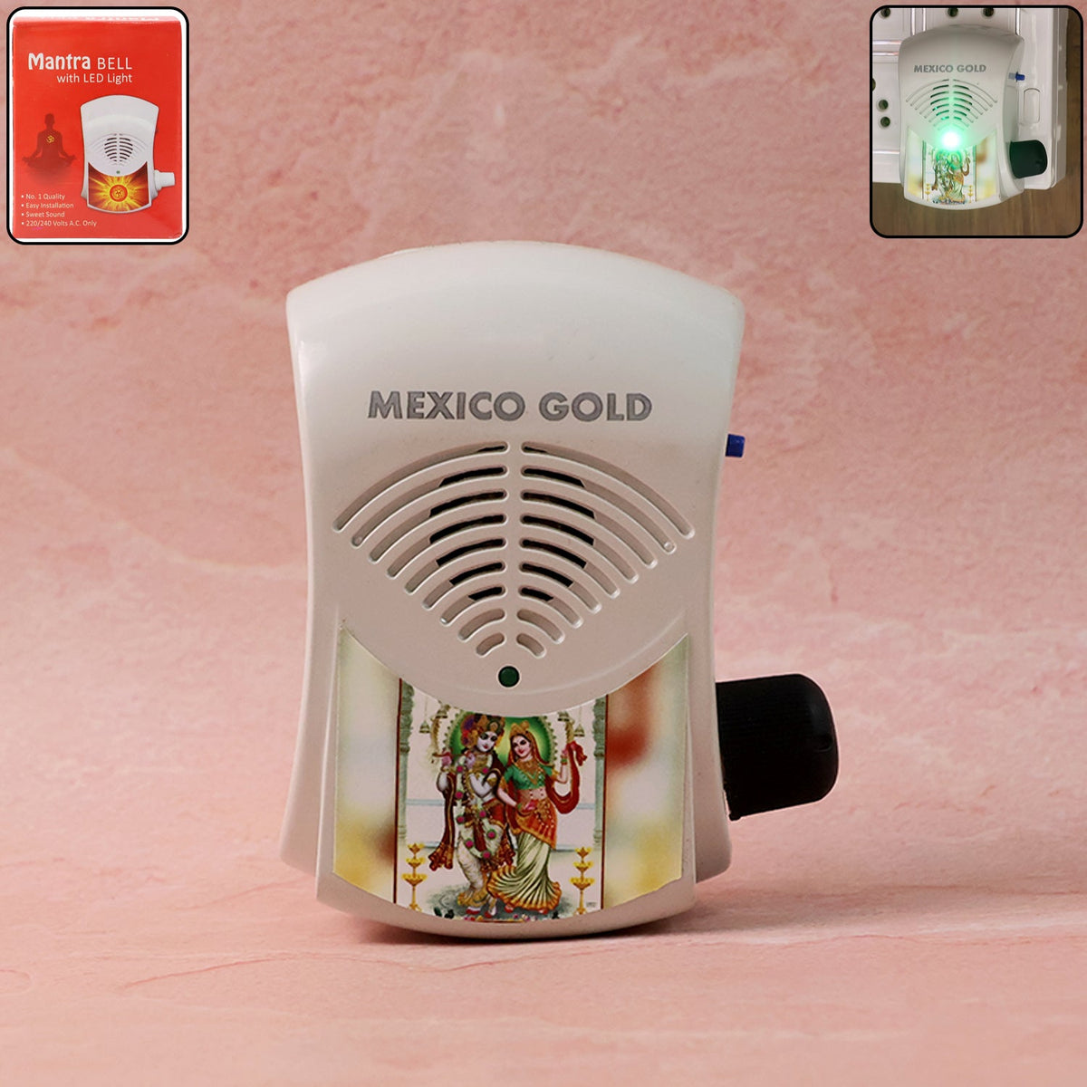 Electric Mantra Bell with LED Light – Plug-in Bhakti Speaker for Home Temple | Mexico Gold Chanting Machine  (1 Pc) HP DD