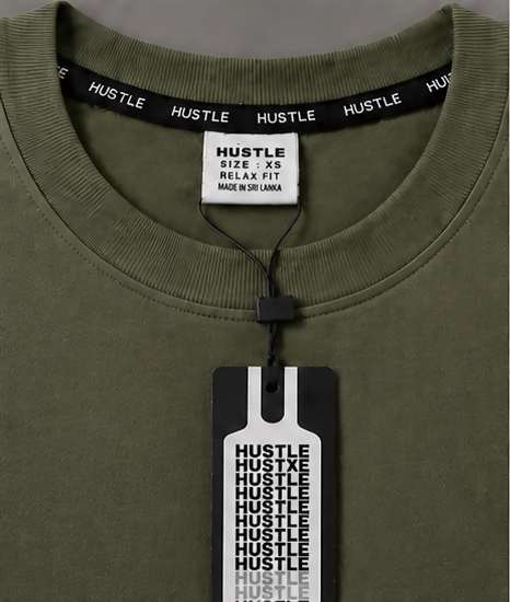 HUSTLE Men's Crew Neck Relax Fit T-Shirt – Muted Olive Green