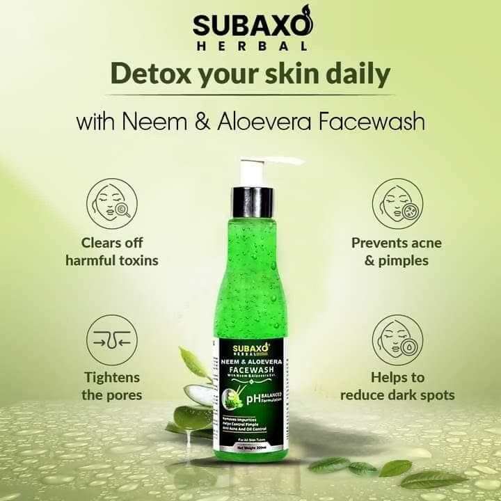 Subaxo Radiance-X Premium Soap (75 gm Each, Pack Of 2) & Neem Aloe Vera Face Wash (200ml,Combo) - HalfPe