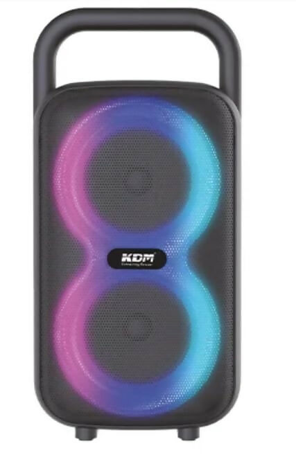 KDM 30 Jugnu Portable Bluetooth Speaker with Wired Mic – 10W Output, Bluetooth 5.4, 7H Playtime, TWS Stereo, FM/TF/USB/AUX, Type-C Charging (Multicolour) Dreams Gadgets