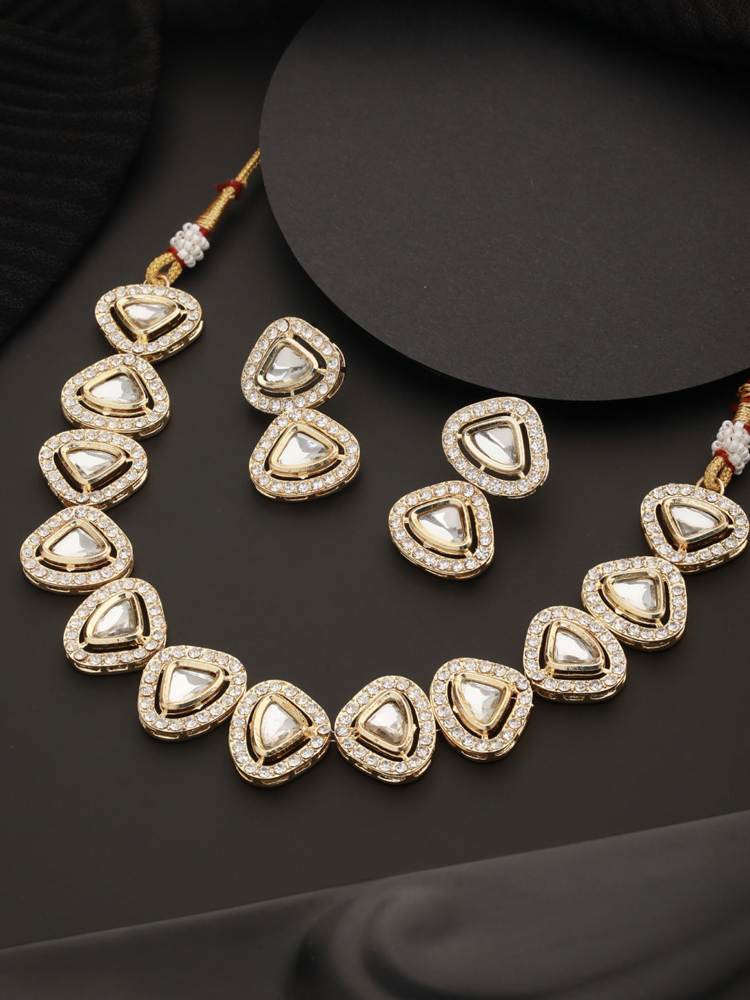 Jazz And Sizzle Traditional Polki & Kundan Studded Gold Plated Jewelry Set