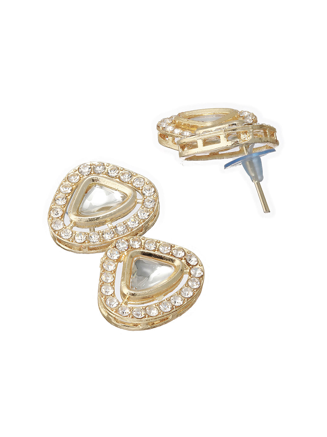 Jazz And Sizzle Traditional Polki & Sky Blue Kundan Studded Gold Plated Jewelry Set