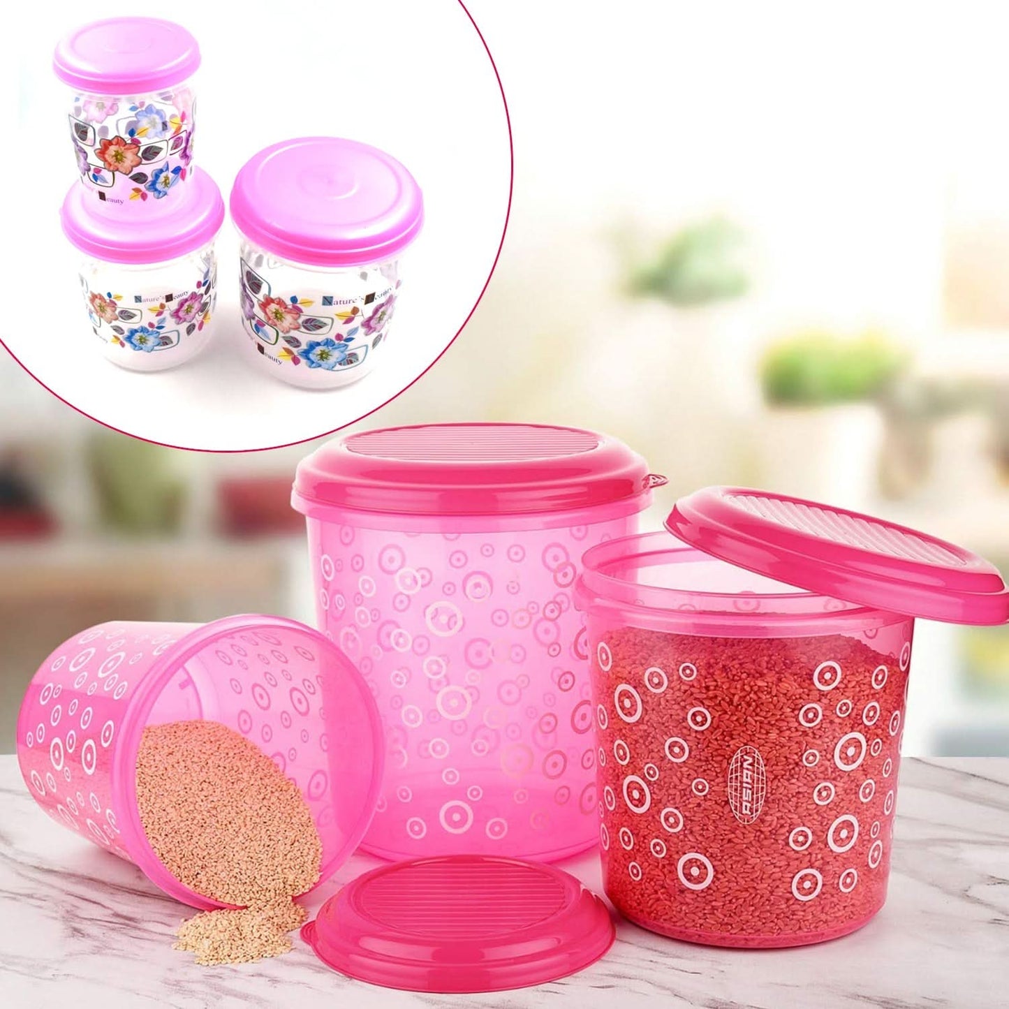 3 Pc Plastic Storage Container Set – 1000ml, 2000ml, 3000ml