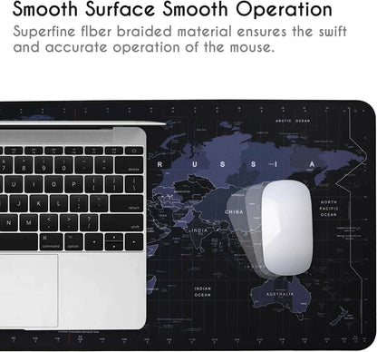 World Map Desk Mat & Mouse Pad (80×30 cm) Large Non-Slip, Water-Resistant Desk Pad with Smooth Surface Printed Keyboard & Mouse Mat for Office & Home Use