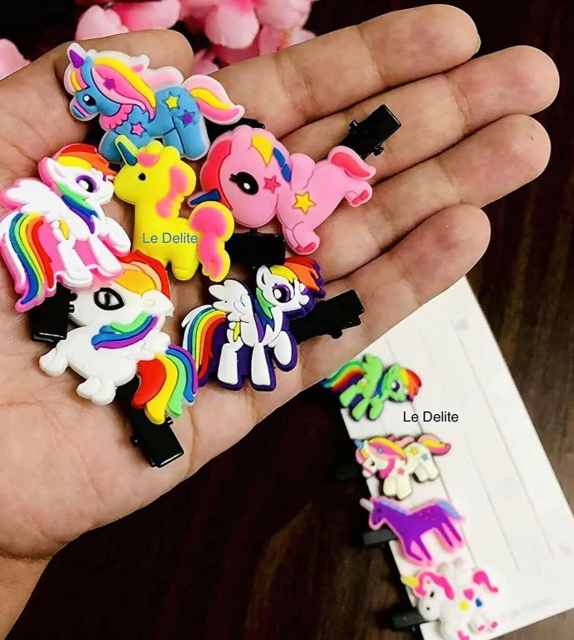 Unicorn Theme Hair Clips (Pack Of 9) - HalfPe