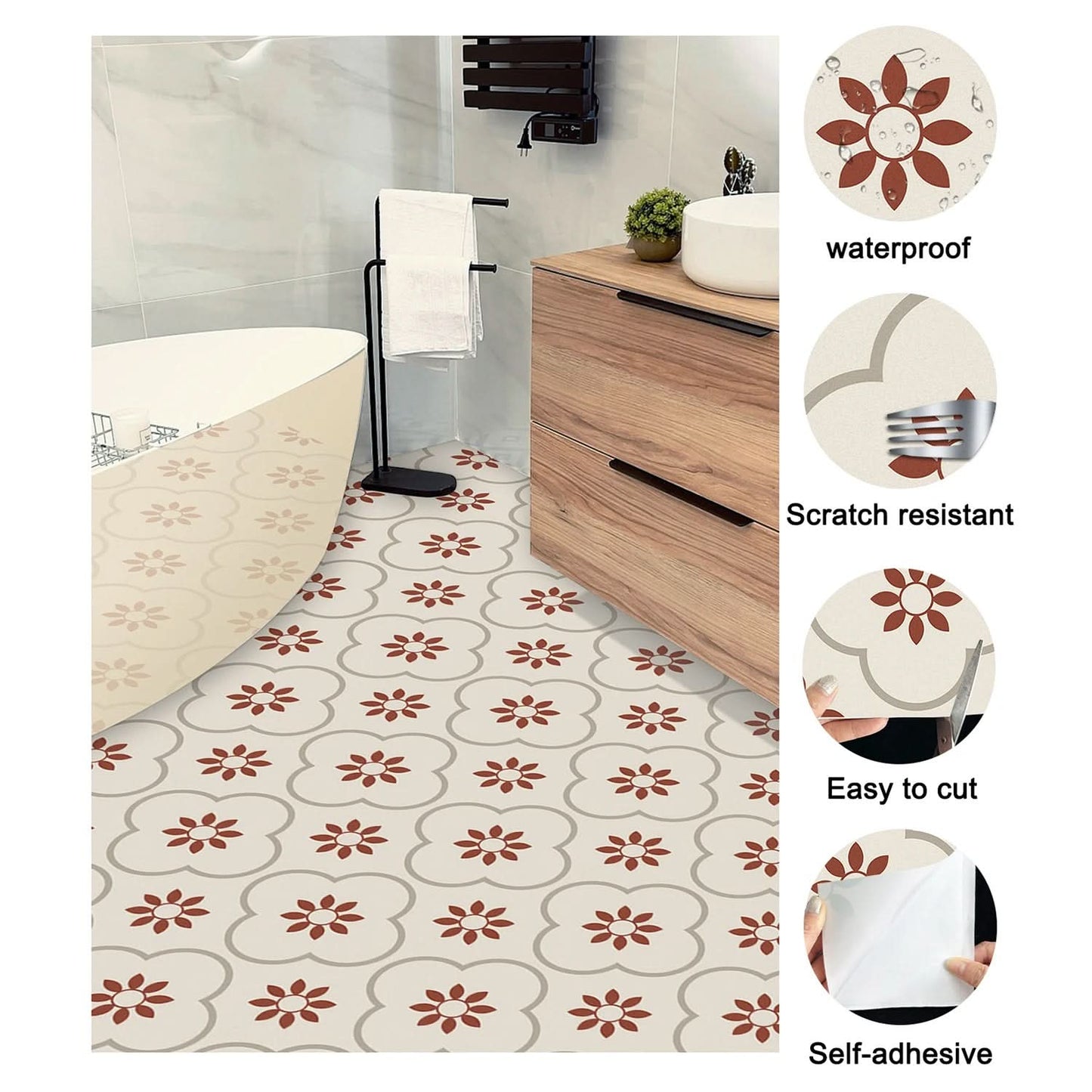Detachable Peel & Stick Tiles for Kitchen & Bathroom Waterproof Wall Decoration Set