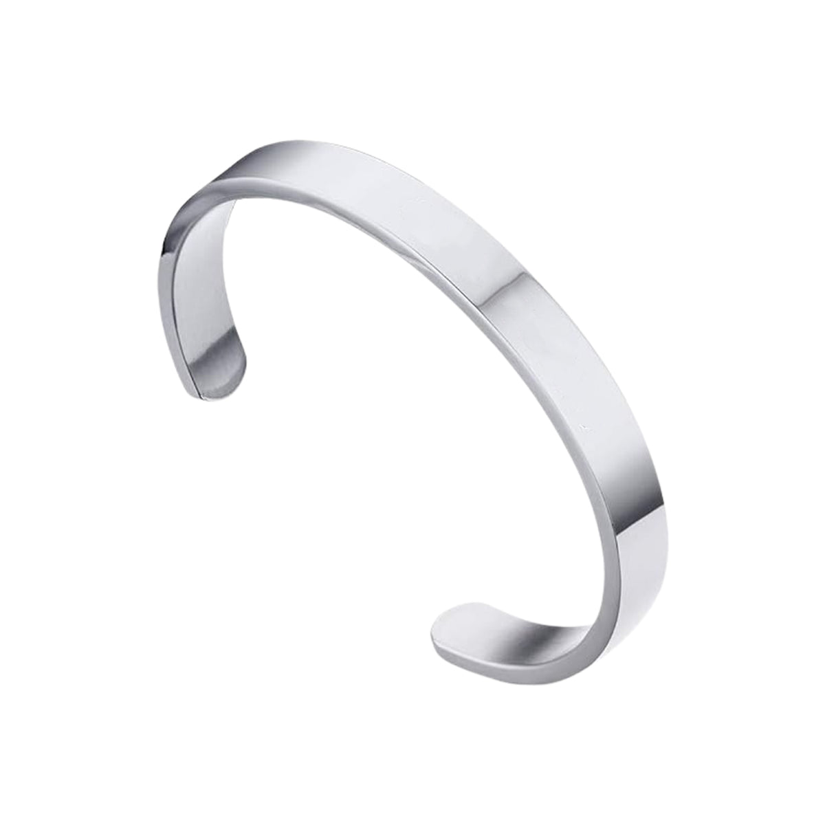 Minimalist Polished Open-Ended Silver-Tone Stainless Steel Bracelet (KADA) for Men and Women(1 Pc)