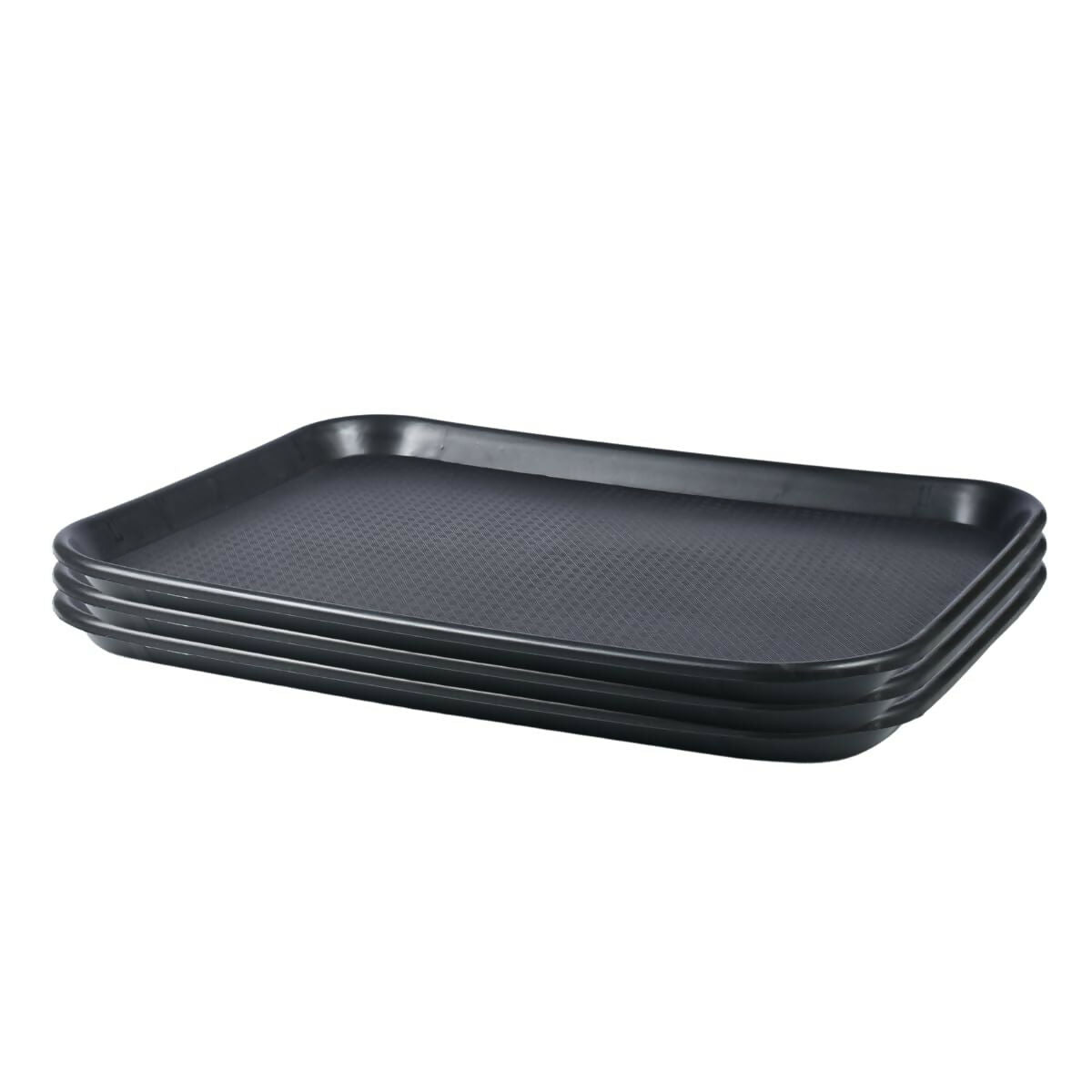 FP Plastic Serving Tray, Multiuse for Kitchen, Cold Drink, Food, use in Home, Restaurant and Hotel, Rectangle Shape, Black, 25.4 x 35.4 cm, Dishwasher Safe (Pack of 3)