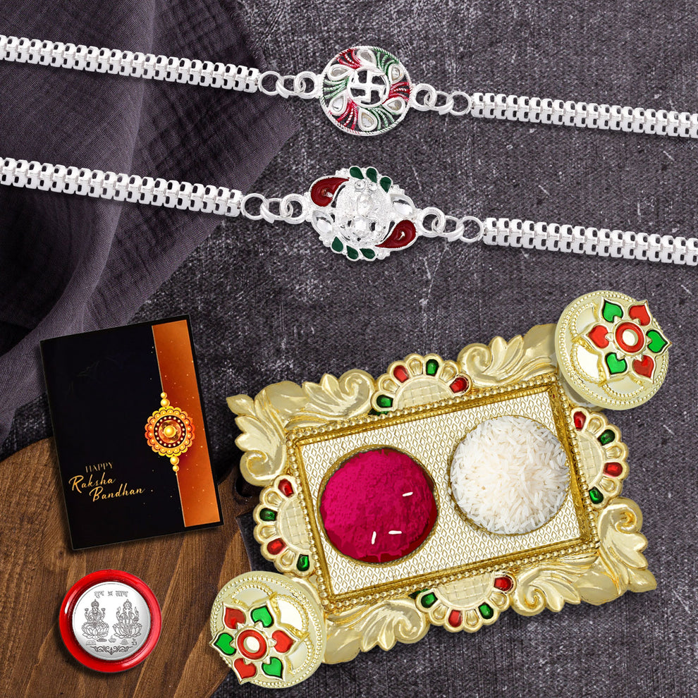 Festival Rakhi Set With Card And Tilak