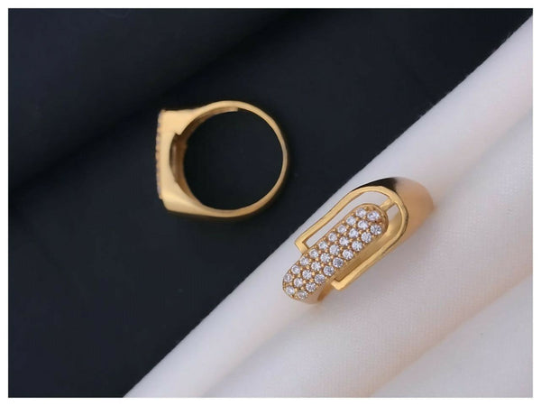 Men’s Gold-Plated Brass Ring with Natural Agate Stone MAITRY ENTERPRISE