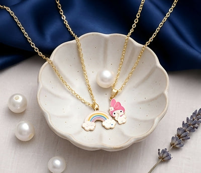 Set of 2 Pearl Pendant Necklaces – Gold-Plated Elegant Minimalist Jewelry for Women