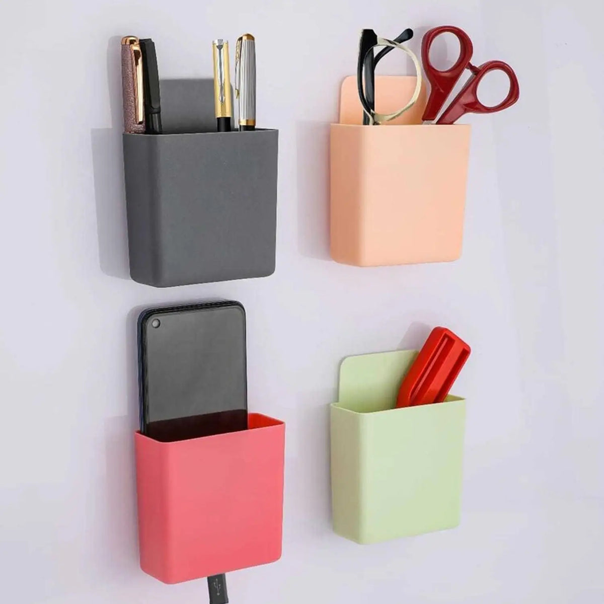 Multipurpose Plastic Wall Mounted Remote  Mobile Holder Stand  (Pack Of 4) HP DD