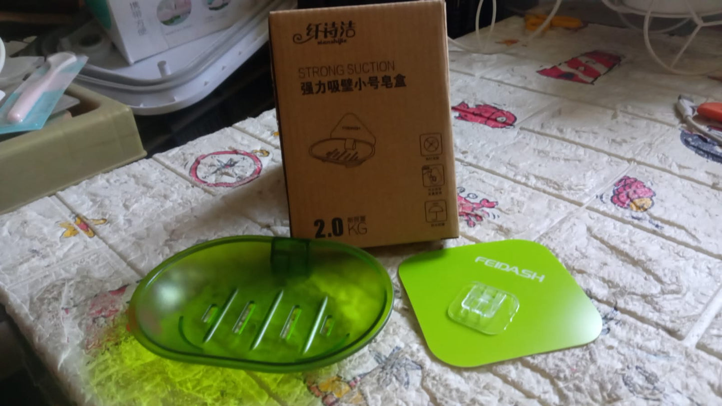 Wall-mounted plastic soap holder (2pcs) – self-adhesive, ideal for bathroom or kitchen storage.