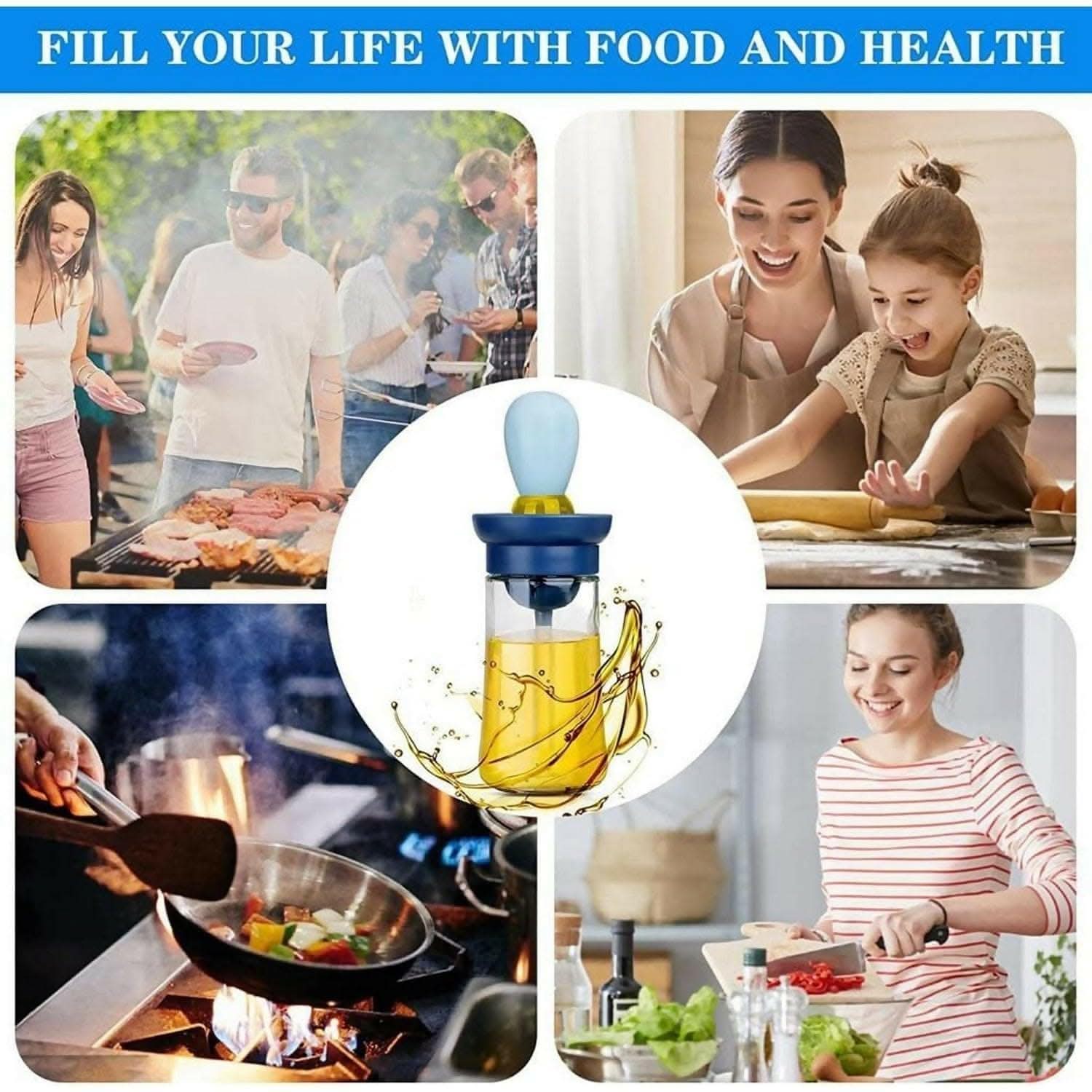 2 In 1 Olive Oil Dispenser Bottle with Silicone Brush - HalfPe