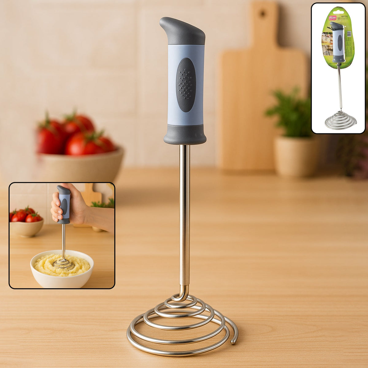 Supermom Spring Omasher Heavy Duty Stainless Steel Vegetable  Potato Masher HP DD