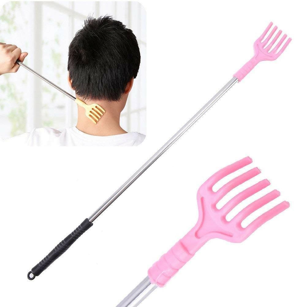 Stainless-Steel & Plastic Back Scratcher (pink) - HalfPe